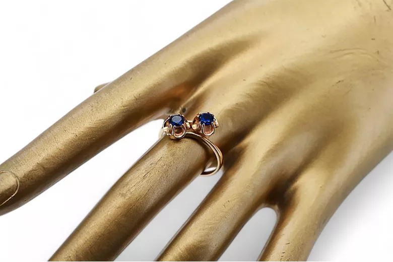 Vintage craft Ring Sapphire Original Vintage 14K Rose Gold vrc266r